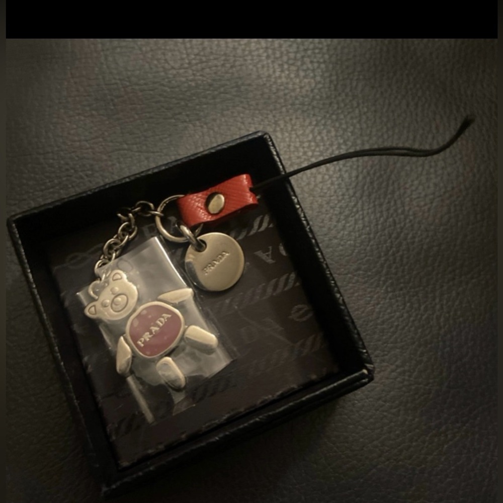 PRADA Bear Motif Silver Tone Phone/Bag Charm